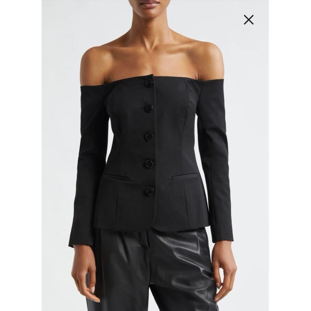 NWOT L’Agence Alice Off the Shoulder Blazer in Black SZ 6
